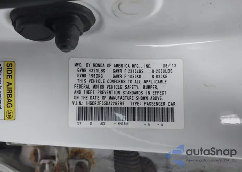 2013 Honda Accord Sport from USA, damaged, VIN 1HGCR2F55DA226599